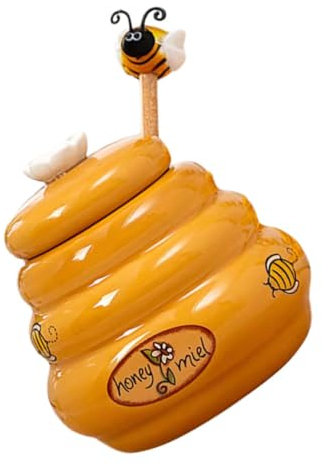 NAMOARLY Pot De Miel Céramique Avec Couvercle Et Cuillère Distributeur De Miel Et Sirop Récipient De Conservation Pratique Pour Cuisine Et Table