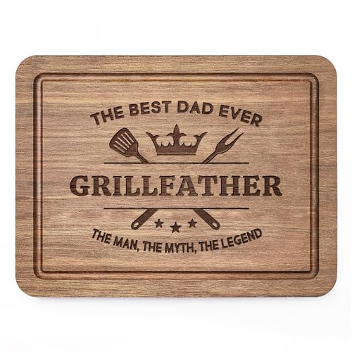 musaecoin Fathers Day Dad Gifts from Daughter or Son - Best Dad Ever Premium Walnut Wood Cutting Board, Dad Gifts, Dad Birthday Gifts, Daddy Gifts for Christmas