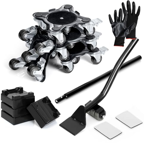 Heavy Duty Furniture Movers with Wheels - Set of 10 Furniture Lifter Tool with 2,200 lbs Load Capacity, Easy Sliders Dolly for Moving Appliances, Sofa, Tables, Refrigerators, Cabinet, and Piano
