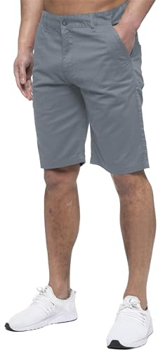 989Zé ENZO Mens Chino Shorts Cotton Regular Fit Summer Casual Smart Half Pants (UK, Waist, 38, Regular, Regular, Light Grey)