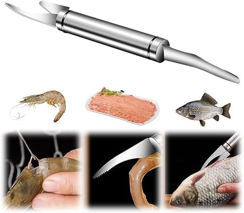5 in 1 Multifunctional Shrimp Line Fish Maw Knife, 2024 Shrimp Deveiner Tool Prawn Shrimp Peeler Maw Knife, Stainless Steel Cleaning Tools for Fish Prawn Seafood Peeler Cleaner Shrimp Knife (1pcs)