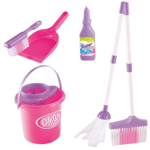 Hilai Kinderreinigung Spielzeugset, 6pcs realistische sichere Kunststoff-Kleinkindreinigung Set für Bildungsvorgänge, um Eltern-Kind-Interaktion Kinderbesen Set, Haushaltsspielzeug zu Spielen