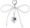 Mabor Porte-clés en forme de nœud en argent avec pendentif en forme de cœur en perle pour femme, Blanc