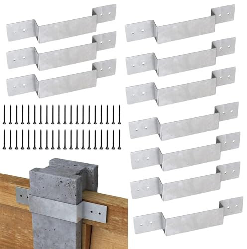 Staffe per pali di recinzione in cemento,Staffe per pali di recinzione in legno, Cravatta per supporto per per recinzione resistente da 10 pezzi, Riparazione di pali di recinzione, staffe di riparazio
