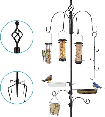 Garden Store Direct Wild Bird Feeding Station Kit - Heavy Duty Pole With Multi Feeder Hanging Kit, Metal Suet Feeder, and Bird Bath for Attracting Wild Birds