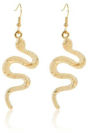 Schlangen Ohrringe, Ohrhaken-Stil Goldene Schlangenohrringe für Frauen Schlangenohrstecker Schlangenschmuck Medusa-Accessoires für Geburtstag Jahrestag Halloween Karneval