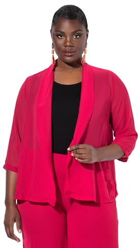 Ulla Popken Damen große Größen Übergrößen Plus Size Chiffonjacke, Oversized, Schalkragen, 3/4-Arm hellrot 50+ 817211520-50+