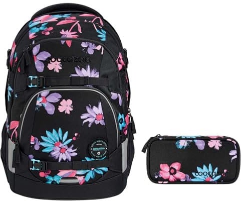 coocazoo MATE Schulrucksack-Set 2tlg inkl. Schlamperbox (Floral Artnight)