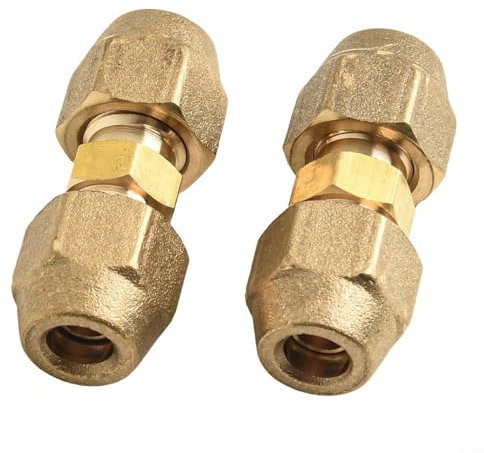 Gdfnmogo 2 boquillas dobles para tubos de cobre, extensión de tubo de aire acondicionado, conector de tubo de latón, diseñado para resistencia y durabilidad (1/4 (6,35 mm)