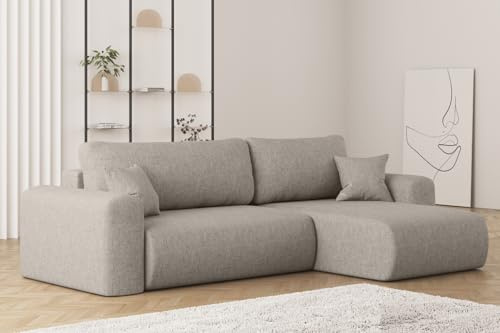 Friderik Ecksofa Capri L – 272 cm Schlafsofa mit Bettkasten & Schlaffunktion, Neve-Stoff, Wohnlandschaft, Rechts, 4-Sitzer, Grau, Neve 13