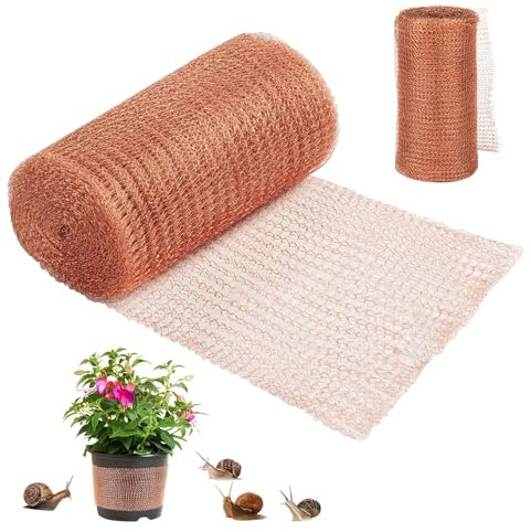 Mein HERZ Schneckenschutz 12.7cm x 6m,Kupferband Gegen Schnecken Schneckenzaun Kupfergeflecht Doppelschicht Schneckenabwehr Kupferzaun,Schneckenzaun Kupfernetz für Schneckenabwehr, Mäuse Abwehr