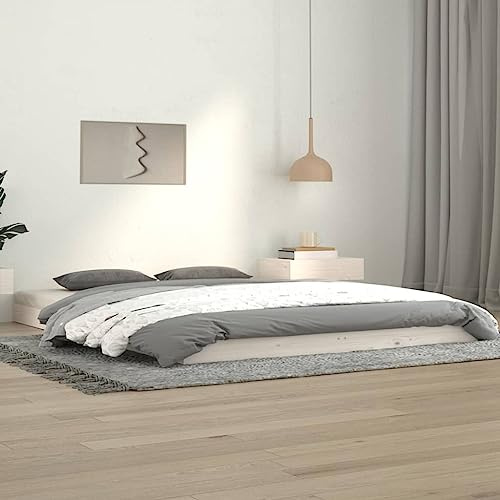 Natulvd Niedriges Plattform-Bettgestell, Doppel-Bodenbett-Gestell mit stabiler Lattenrost-Unterstützung, japanischer Stil, keine Boxspring-Matratze erforderlich (Weiß, 140 x 190 cm)