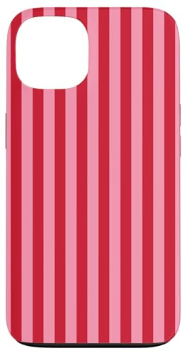Niedliche rosa und rot gestreifte ästhetische vertikale Linien Hülle für iPhone 13
