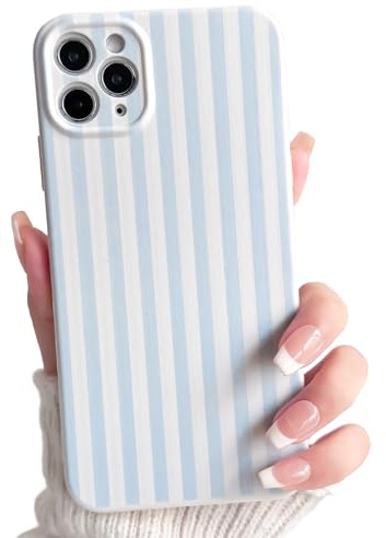 Lovmooful for iPhone 11 Pro Max Case Cute Color Striped Design-Blue | Cute Color Striped with Aesthetics Design,for Girls Women Girly,Soft TPU Case,Shockproof Protective