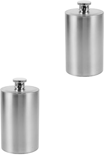 ABOOFAN 2 Pièces Flasque Métallique Cylindrique Flasque de Voyage Acier Inoxydable pour Camping et Randonnée Conteneur de Boisson Pratique et