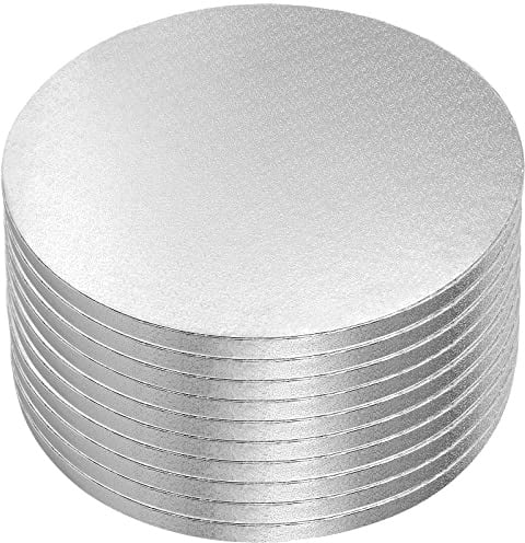 NGOSUET 10 Stück Silber Cake Board 25cm Rund, Tortenplatte Pappe Tortenunterlage Rund Kuchenplatte, Cakeboard Tortenboden Torten Unterplatten für Transport Kuchen