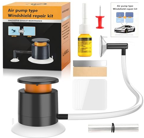 everfarel Universelles Windschutzscheibe Reparaturset，Auto Glas Reparatur Set mit Vakuumpumpe, Professionelles Steinschlag Reparaturset Zur Reparatur Langer Rissen, Löchern, Rissen, Schnell & Einfach