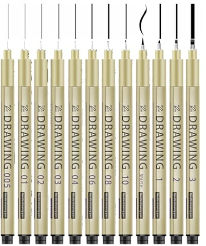 Uhngw Line Art Stifte, wasserfeste Tinte, Multiliner-Stifte – wasserfester Zeichenbedarf, Bleistift für Notizen, Planer, Manga, Skizzieren, Schule, Agenda, Schreibkalender, Tagebuch, Umriss