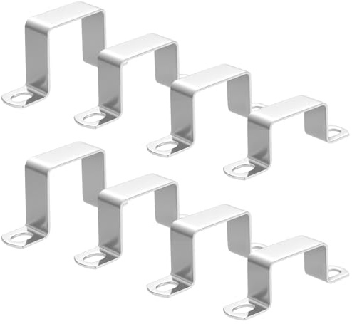 8 PcsAbrazaderas Metalicas Cuadradas, Abrazaderas Metalicas en U, Abrazaderas de tubo acero inoxidable, Soporte Conector tubo cuadrado para tuberías de suministro de agua(25mm, 30mm, 35mm, 40mm)