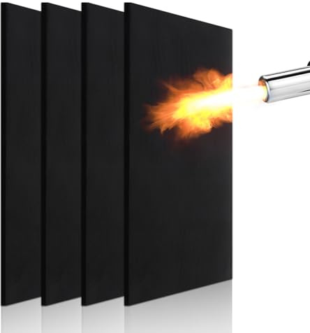 AKOLAFE Soldering Mat Black, 4PCS Heat Proof Mat 30x20cm, Fireproof Mats 10mm Thick, 1200℃ Heat Resistant Welding Blanket for Plumbing, Grilling, Soldering