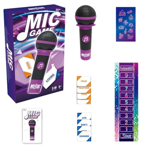 Spiritzohic Grab That Mic Card Games, Mic Karaoke Party Game with 125 Cards Music Party Game for 2-10 Players Music Card Games with 250 Song Lyrics for Family and Adult Christmas & Birthday Gifts