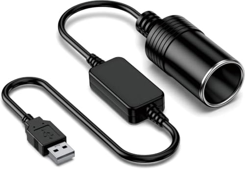 USB to 12V Car Adapter, 5V to 12V Step-Up Voltage Converter with Fast Charging, Car Cigarette Lighter Converter for Dash Cam, Driving Recorder & GPS