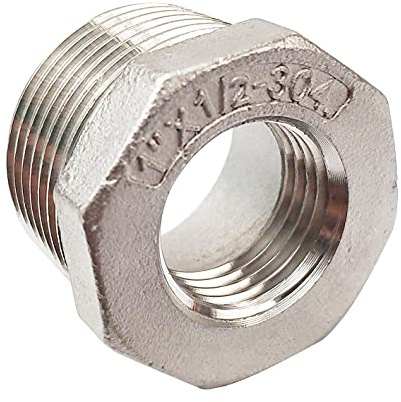 1/10,2 cm maschio x 1/20,3 cm filettatura femmina riduttore boccola raccordo, adattatore, acciaio INOX SS 304 NPT, WJ, 1 Male x 1/2 Female