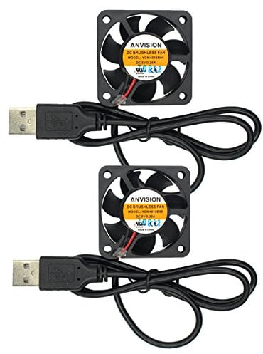 Anvision YDM4010B05 Lot de 2 ventilateurs de refroidissement à double roulement à billes - 5 V CC, USB - sans balai - 40 mm x 10 mm