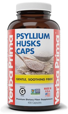 Yerba Prima Psyllium natürlich, 625 mg, 400 Kapseln