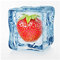 Glasbild Wandbild Glas Kunstdruck Erdbeere im Eiswürfel 30 cm x 30 cm