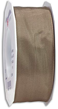 Präsent Lyon Band mit Drahtkante Taupe, 25 m Dekoband zum Verzieren & Basteln, 40 mm Breite, leicht biegsames Schleifenband, für Festliche Dekos zu besonderen Anlässen