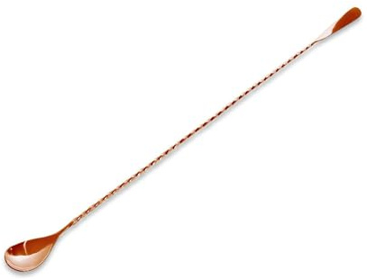 We Can Source It Ltd - 450mm Copper Hudson Twisted Cocktail Bar Spoon with Flat End