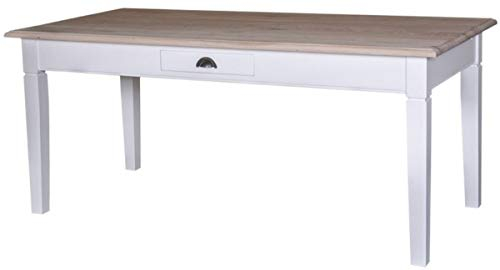 Casa Padrino Landhausstil Küchentisch Weiß/Naturfarben - Verschiedene Größen - Landhausstil Esstisch mit Schublade, Grösse:210 x 90 x H. 78 cm