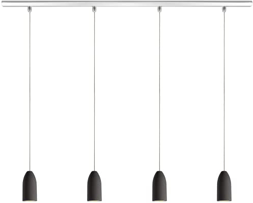 Buchenbusch urban design Beton Deckenlampe 4 flammig dark edition mit Textilkabel Kiesel, Lampe hängend vierflammig dimmbar