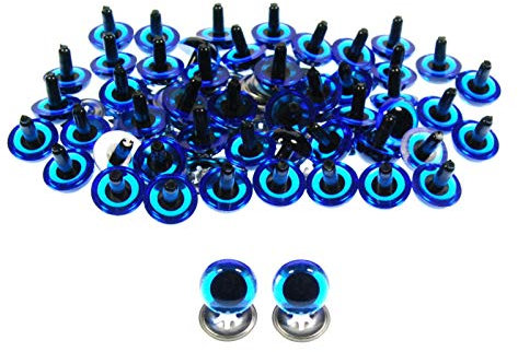 celloexpress 6mm Transparent Blue Crystal Eyes with Metal Backs - Safety Eyes for Soft Toy Teddy Bear Animal Making (Pack of 25 Pairs)