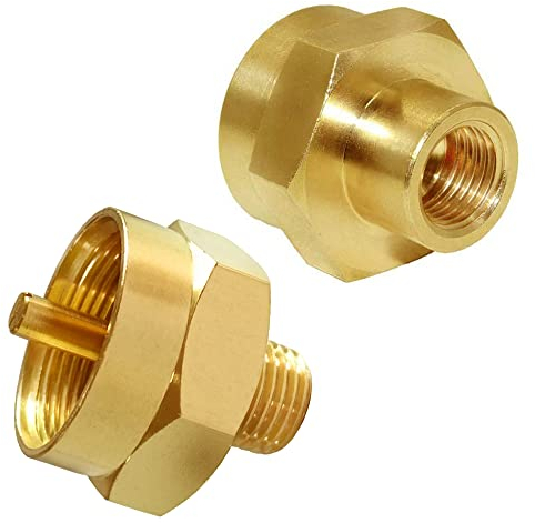 Joywayus Lot de 2 adaptateurs de recharge de bouteille de gaz propane, filetage de tuyau mâle 1/4 x raccord universel femelle de 2,5 cm à 20, raccord en laiton NPT femelle de 6,35 mm