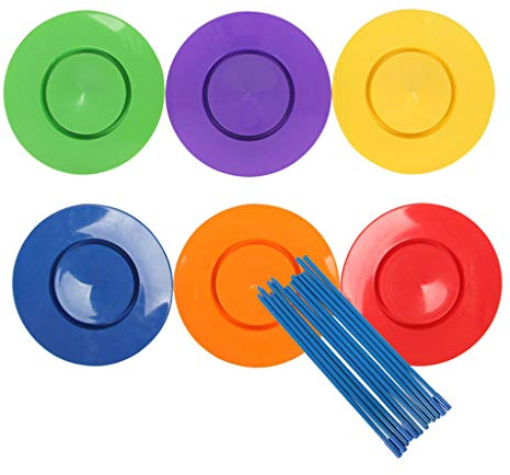KERDEJAR 6 Juegos de Platos giratorios para Malabares, Palos, Plato Giratorio, Suministros de Rendimiento acrobático para niños, Juguetes clásicos de Equilibrio para Adultos