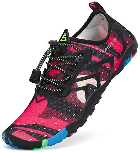SAGUARO Badeschuhe Damen Herren Wasserschuhe Leicht Schwimmschuhe Schnell Trocknend Atmungsaktiv Strandschuhe Aquaschuhe rutschfeste Outdoor Barfußschuhe für Frauen Männer, Magenta Pink, 40 EU