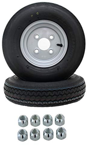 2 Stück Anhänger Deli Reifen Ersatzrad für Stema DDR Mittelloch 63mm Komplettrad 4.00-8/4.80-8 4PR Index 62M Rad inklusive 8x Kegelradmuttern