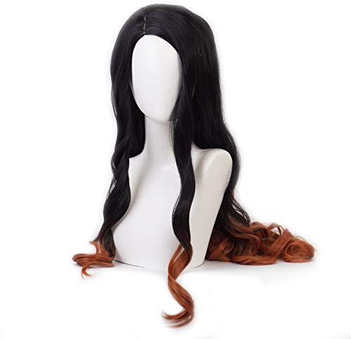HIROAKIYA Nezuko Kamado Cosplay Wig with Ribbon, Wig Cap