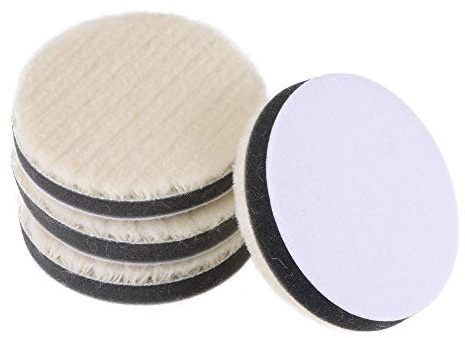 sourcing map 4 Stück Lammwolle Polierscheiben 76mm, Polieraufsatz Winkelschleifer, Filz-Polierpads für Auto Orbitalpolierer Buffer, Weiß Braun