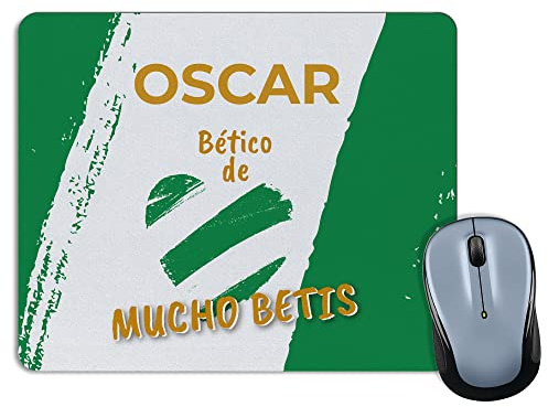 LolaPix Alfombrilla para Ratón Personalizada - Diseño Fútbol Rectangular, Base Adherente de Goma, 18x22cm - Betis