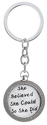 Banemi Schlüsselanhänger Frauen Modern, Schlüsselanhänger Vintage Runde Sie Glaubte, Sie Könnte Es Tun Schlüsselanhänger Zum Familienessen