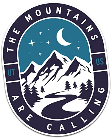 Finest Folia Nature Aufkleber Outdoor Abenteuer Wandern Bergsteigen Camping Sticker für Gitarre Laptop Auto Fahrrad Wasserflasche wetterfest R181 (07 The Mountain is Calling)