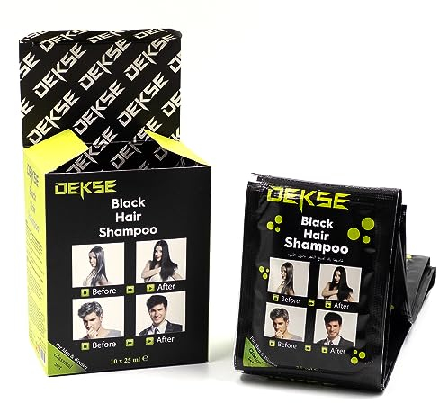 Dekse Black Hair Shampoo, Instant Black Natural Ingredients Hair Dye Shampoo, semi-permanente schwarze Haarfarbe, einfach zu verwenden, natürliche Inhaltsstoffe (10 Stück, schwarz)