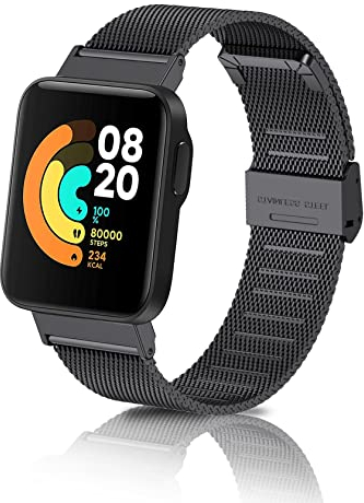 ToVioc Cinturino Compatibile con Xiaomi Mi Watch Lite, Cinturini in Acciaio Inossidabile da Adatto per Xiaomi Mi Watch Lite - Nero