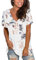 MOLERANI T-Shirts mit V-Ausschnitt für Damen, kurzärmlig, locker, lässig, T-Shirts Blumenweiß XL