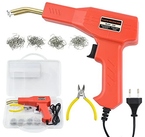 Soldador de Plastico, Aolkee 50W Soldador de plástico para parachoques de coche, Máquina grapadora en caliente, herramienta de reparación de soldadura con 200 grapas, alicates