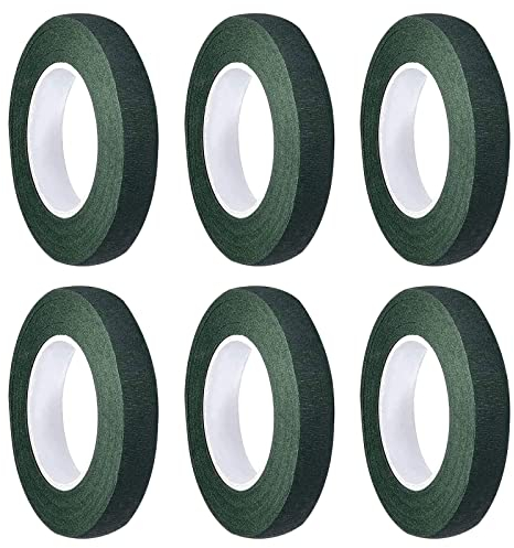 Tokaneit Nastro Fiorista Verde, Adesivo Nastro Per Fioristi, Nastri Floreali a Stelo, Floral Tapes, 27m*12mm,Verde Scuro 6 Rotoli