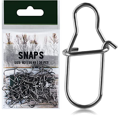 Zite Fishing Karabiner-Snaps Angeln - 30 Stück Set #2 Angelwirbel 25kg – Einhänger Vorfachwirbel Raubfisch-Köder